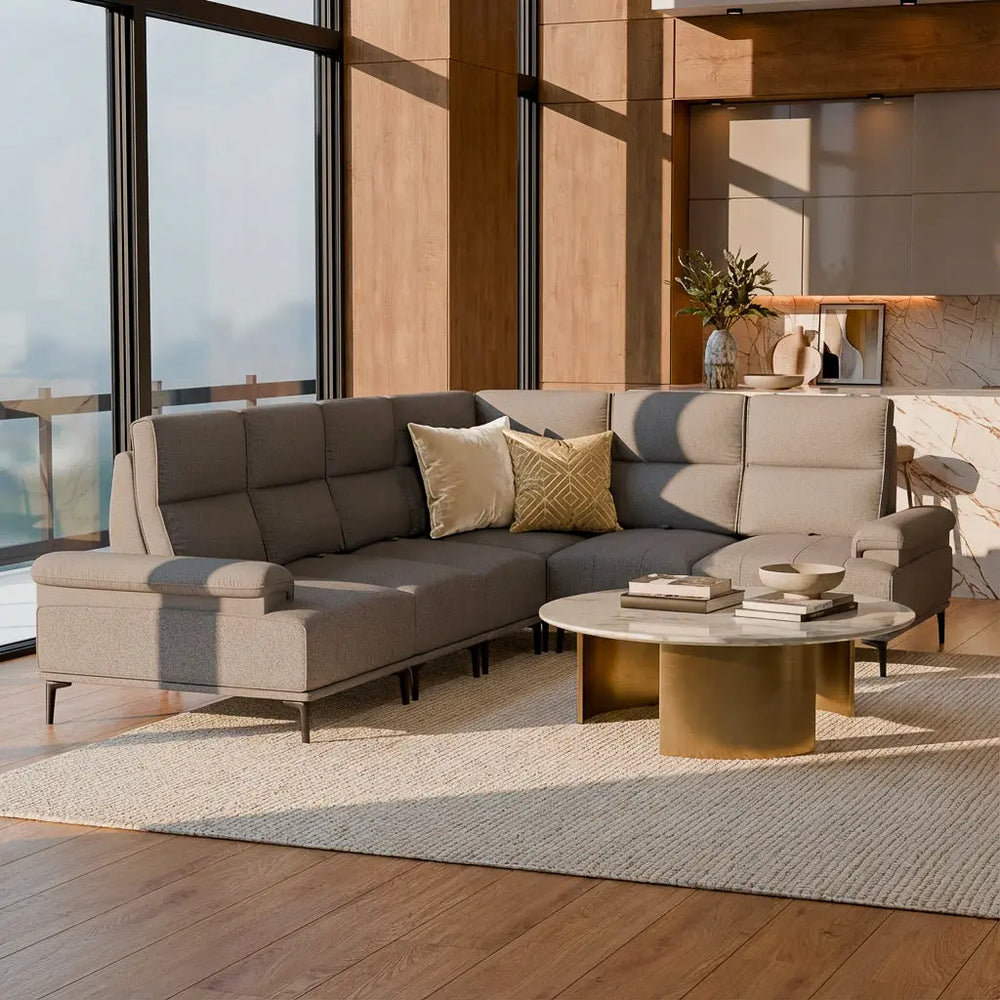 Orrian Fabric Adjustable Backrest Corner Sofa (Pet Friendly & Easy Clean) - Esteller