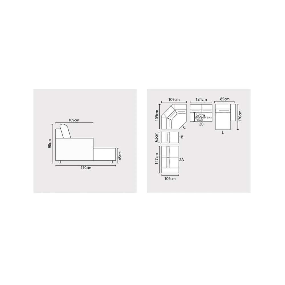 Orrian Fabric Adjustable Backrest L-Shaped Corner Sofa (Pet Friendly & Easy Clean) - Esteller