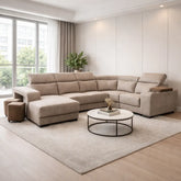 Meren Fabric Adjustable Headrest L-Shaped Corner Sofa (Pet Friendly & Easy Clean) - Esteller