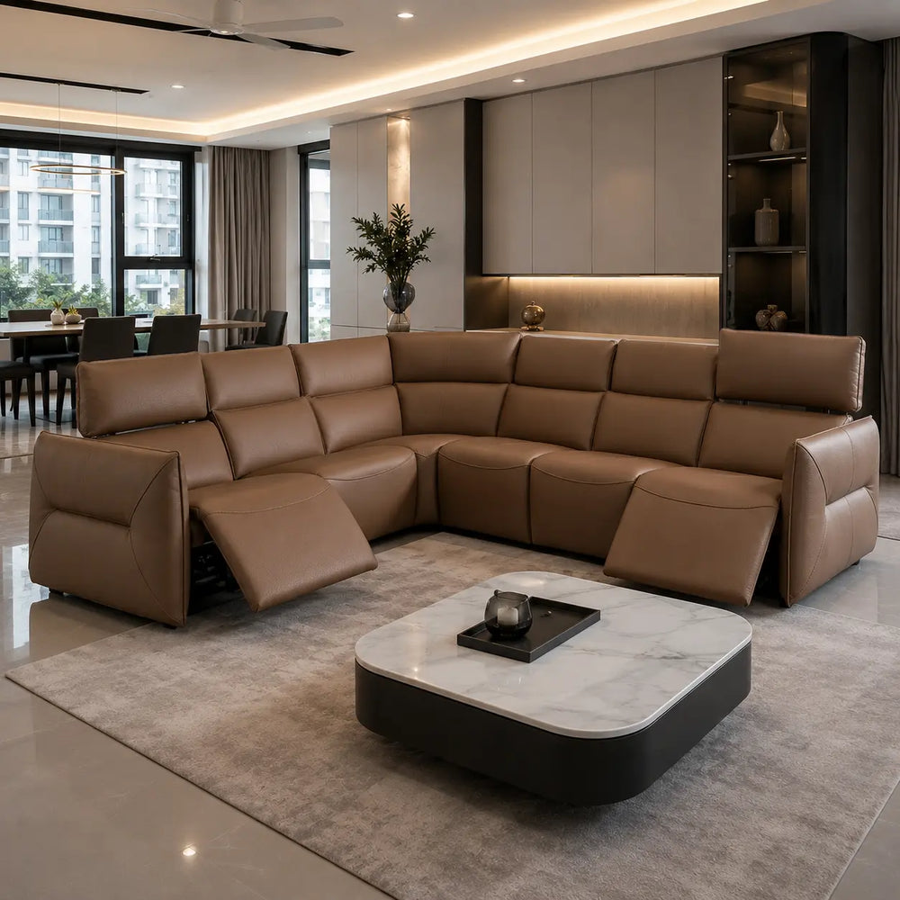Cazaro Genuine Leather Recliner Sectional Sofa MB