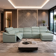 Liorique Genuine Leather Recliner Sectional Sofa MB