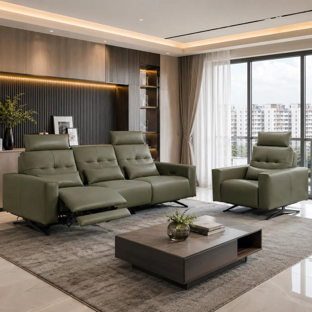 Orlora Genuine Leather Recliner Sofa MB