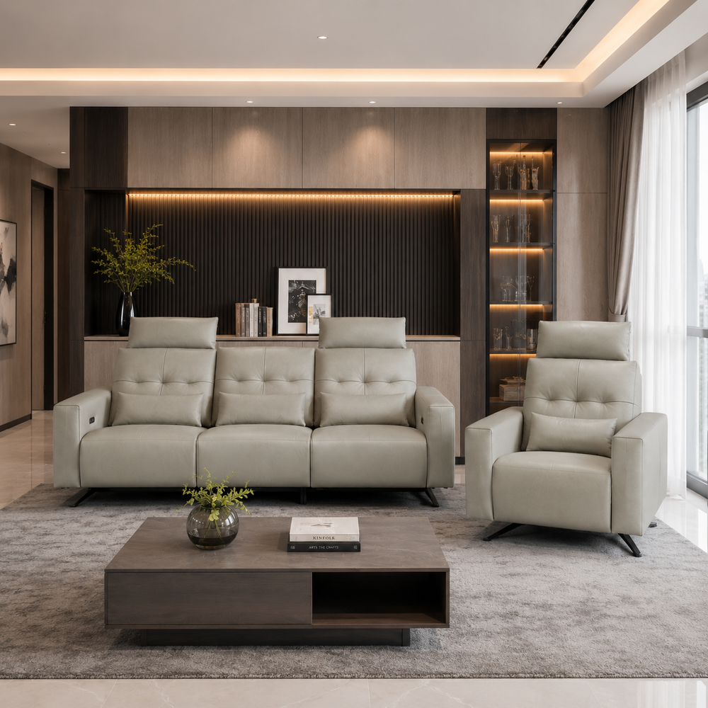 Orlora Genuine Leather Recliner Sofa MB