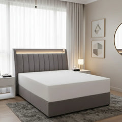 Orbis Fabric Headboard Storage Bed Frame (Pet Friendly & Easy Clean) - Esteller