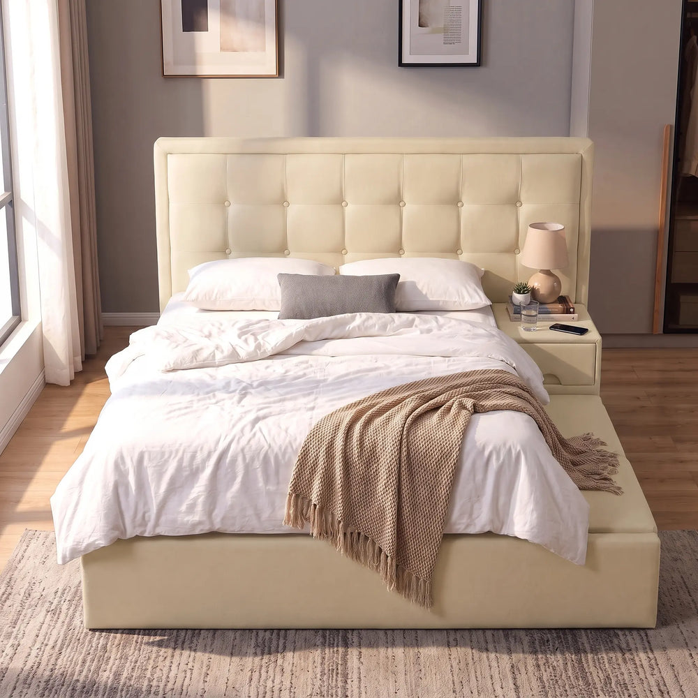 Covelle Faux Leather Platform Storage Bed Frame ARS