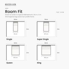 Bravelle Fabric Bed Frame (Water Repellent & Pet friendly) by Somnuz - Room Fit