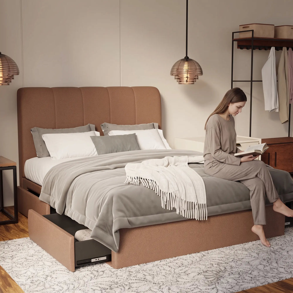 Caldrin Fabric Drawer Bed Frame (Water Repellent & Pet friendly) by Somnuz - Lifestyle