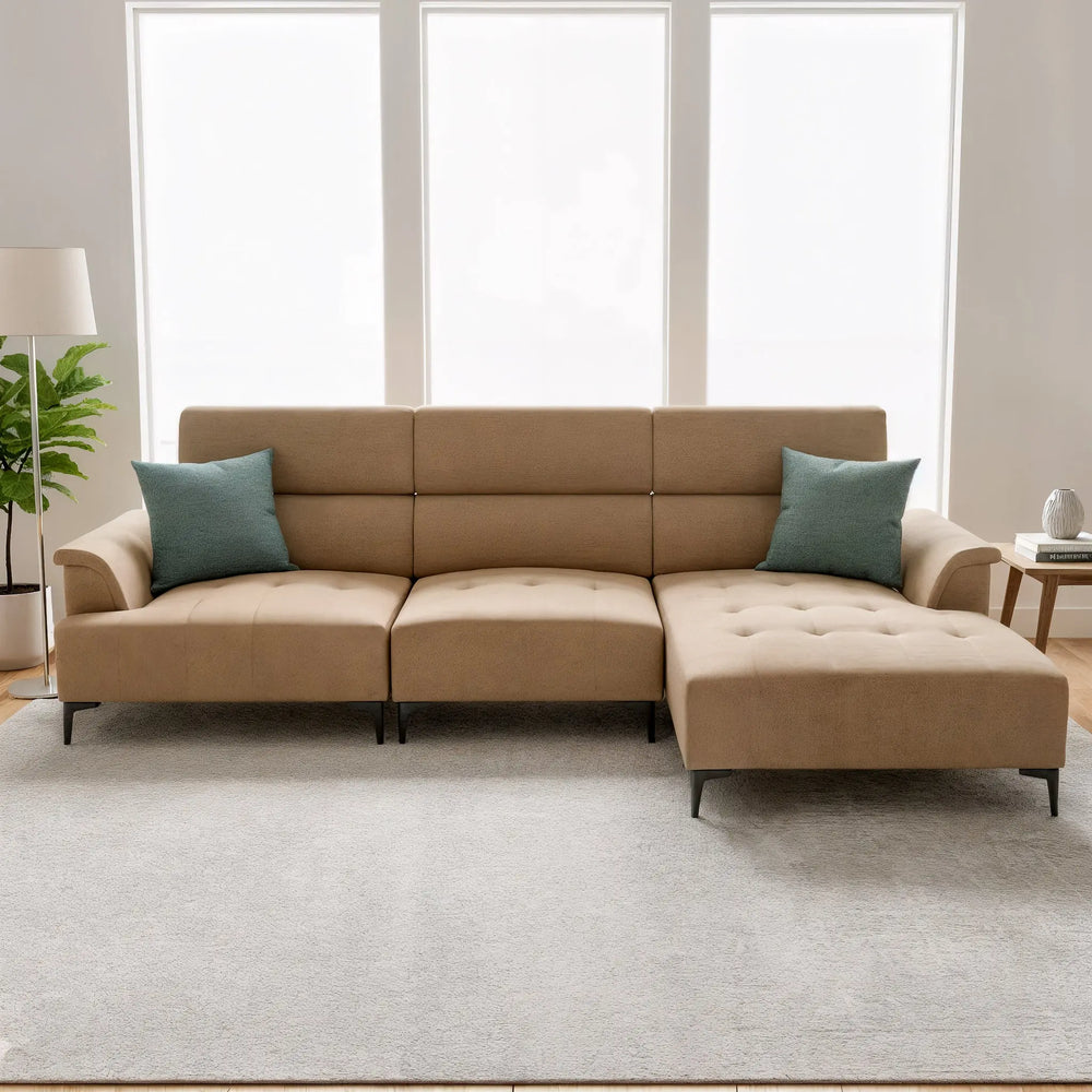 Armon Fabric Adjustable Backrest L-Shaped Sofa (Pet Friendly & Easy Clean) - Esteller