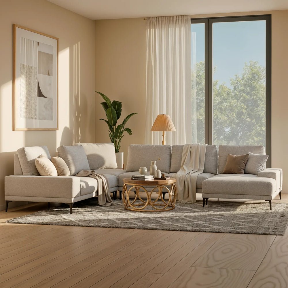 Gavon Fabric Adjustable Backrest L-Shaped Corner Sofa (Pet Friendly & Easy Clean) - Esteller