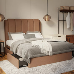 Asteron Fabric Drawer Bed Frame (Water Repellent & Pet friendly) by Somnuz KH