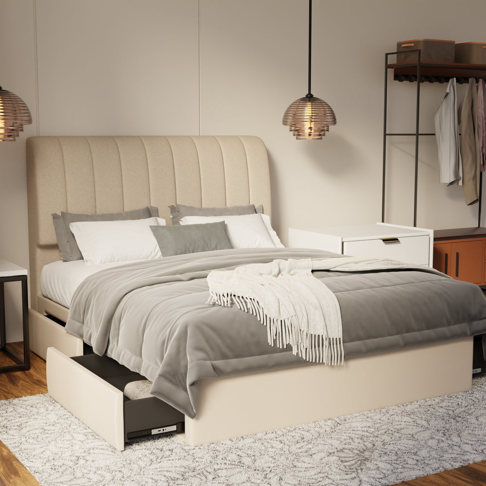 Kuro Fabric Drawer Bed Frame (Water Repellent & Pet friendly) by Somnuz KH