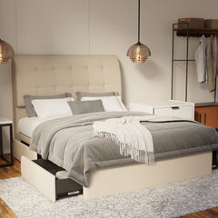 Haldor Fabric Drawer Bed Frame (Water Repellent & Pet friendly) by Somnuz KH
