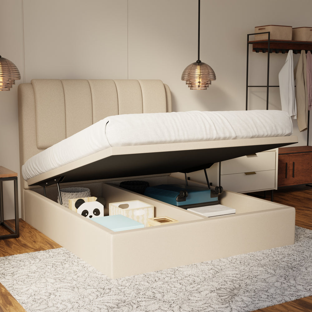 Asteron Fabric Storage Bed Frame (Water Repellent & Pet Friendly) by Somnuz KH