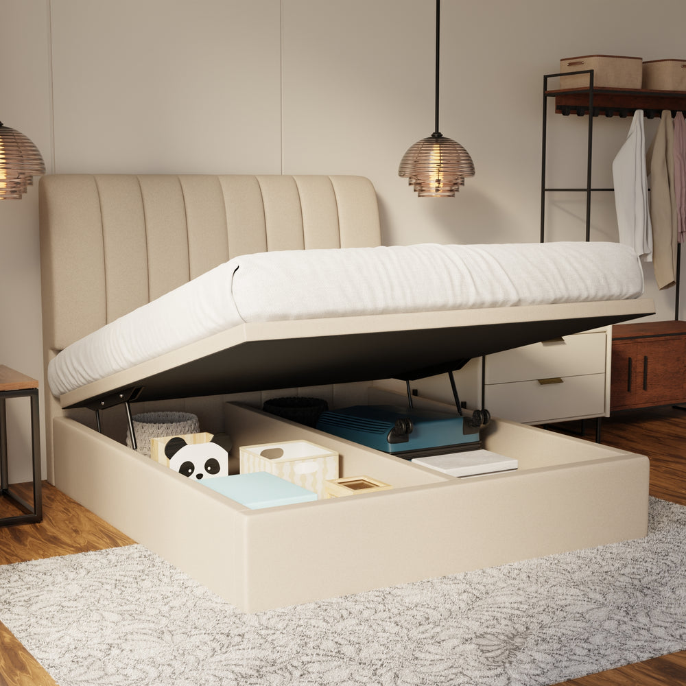 Trevino Fabric Storage Bed Frame (Water Repellent & Pet Friendly) by Somnuz KH
