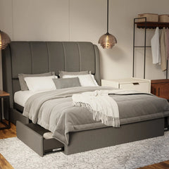 Brinley Fabric Drawer Bed Frame (Water Repellent & Pet friendly) by Somnuz KH