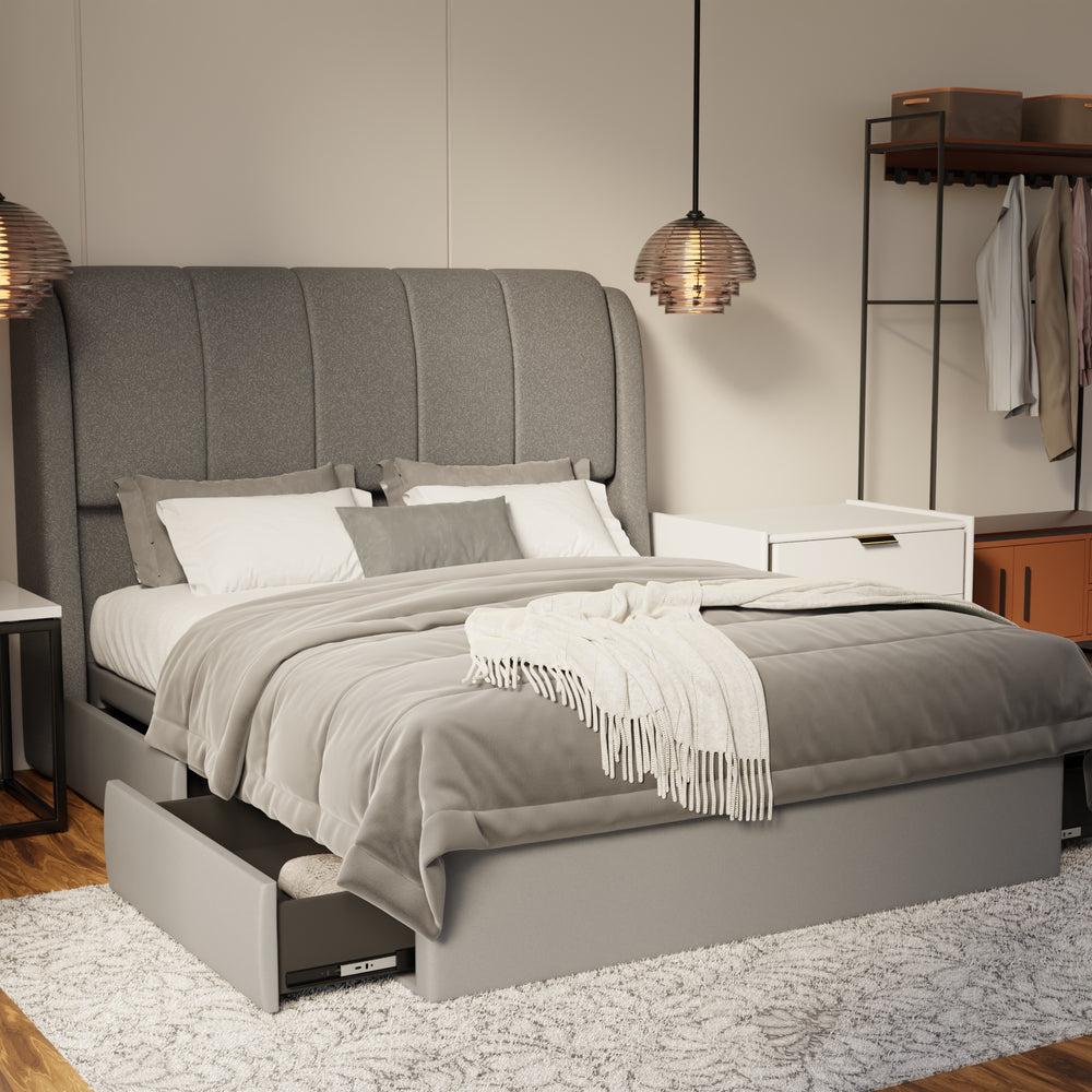 Brinley Fabric Drawer Bed Frame (Water Repellent & Pet friendly) by Somnuz KH