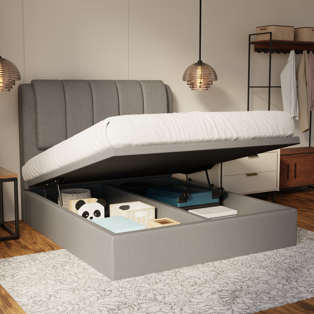 Asteron Fabric Storage Bed Frame (Water Repellent & Pet Friendly) by Somnuz KH