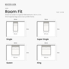 Haldor Fabric Bed Frame (Water Repellent & Pet friendly) by Somnuz - Room Fit