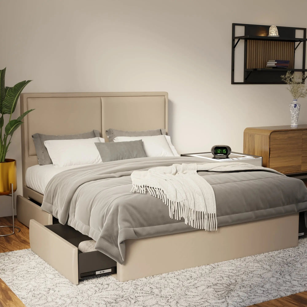 Bravelle Faux Leather Drawer Bed Frame (Pet Friendly) by Somnuz KH