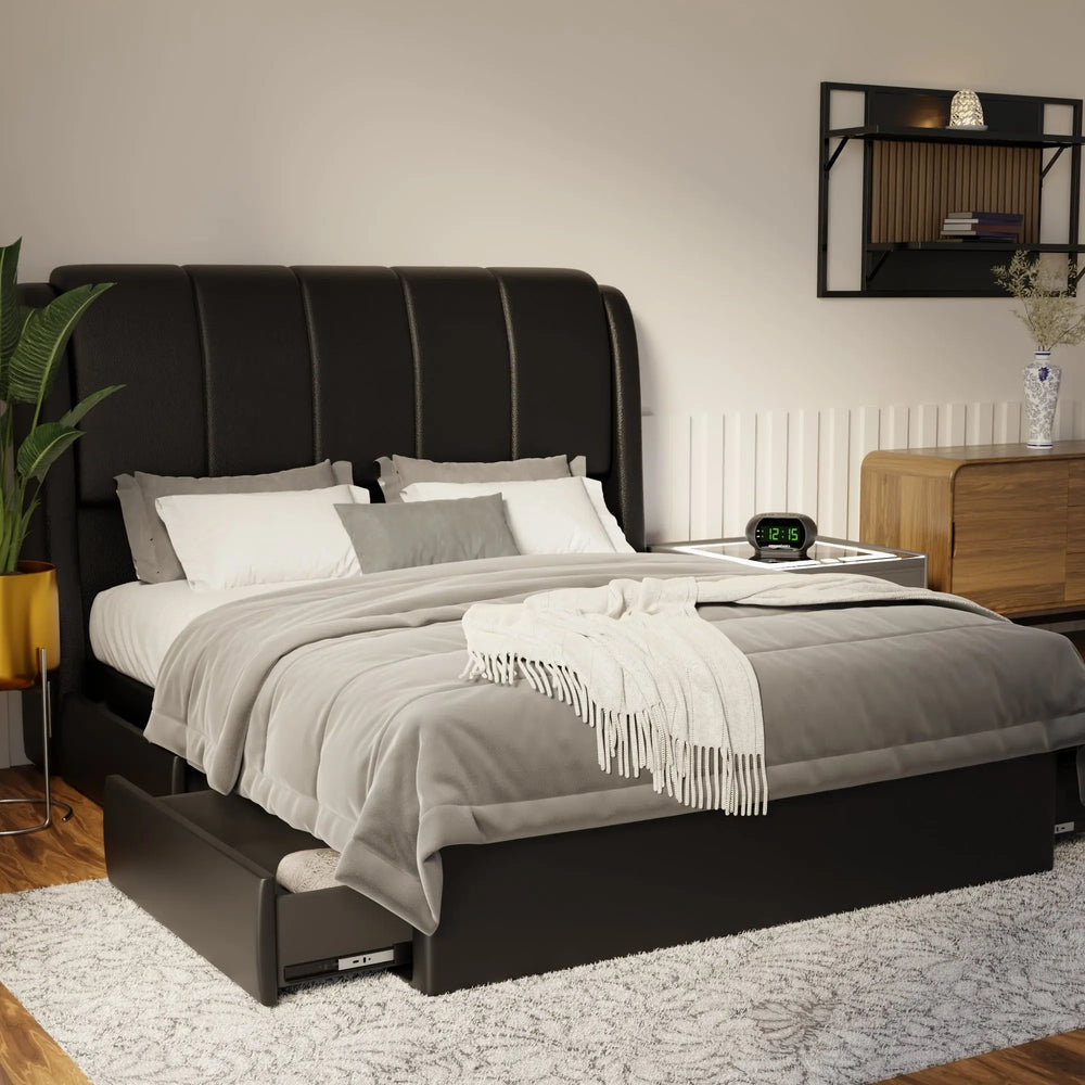 Brinley Faux Leather Drawer Bed Frame (Pet Friendly) by Somnuz KH