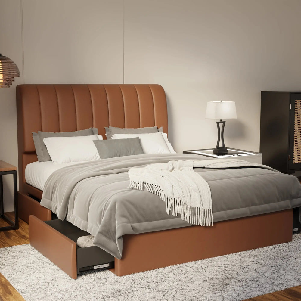 Kuro Faux Leather Drawer Bed Frame (Pet Friendly) by Somnuz KH