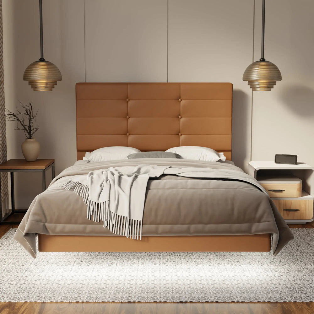 Kaelen Genuine Leather Floating Bed Frame (With LED) SSE