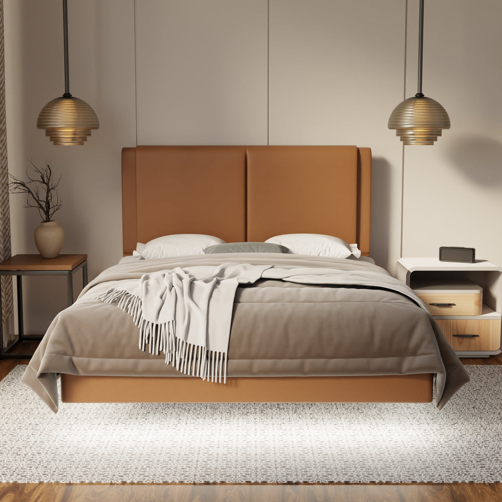 Vance Genuine Leather Floating Bed Frame (With LED) By Somnuz SSE