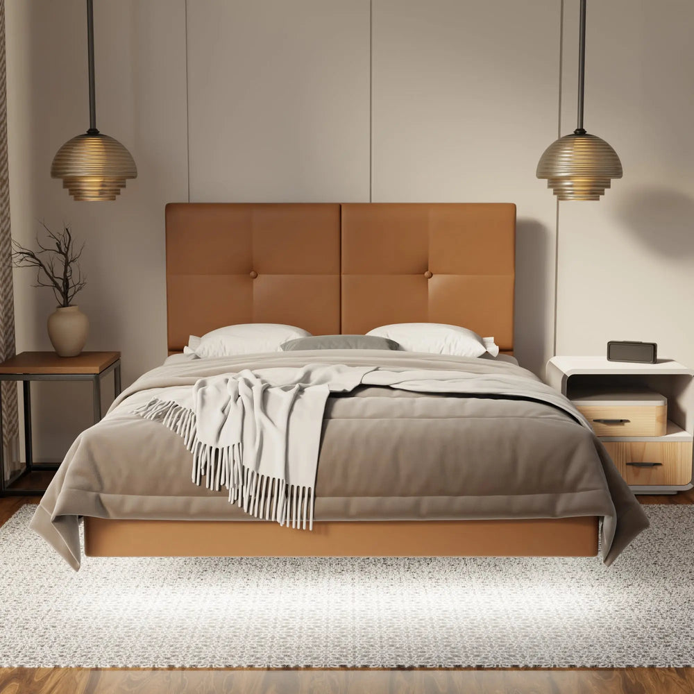 Rylan Genuine Leather Floating Bed Frame (With LED) SSE