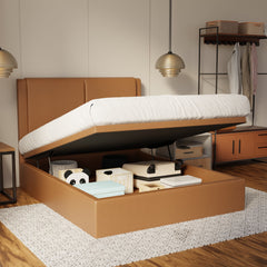 Vance Genuine Leather Storage Bed (Gas Lift) By Somnuz SSE