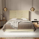 Kaelen Genuine Leather Floating Bed Frame (With LED) SSE
