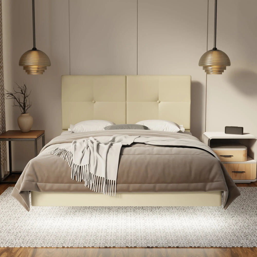 Rylan Genuine Leather Floating Bed Frame (With LED) SSE