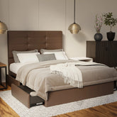 Kaelen Genuine Leather Drawer Bed SSE