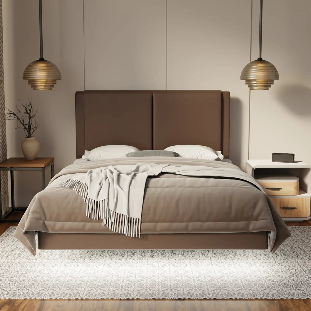 Vance Genuine Leather Floating Bed Frame (With LED) SSE