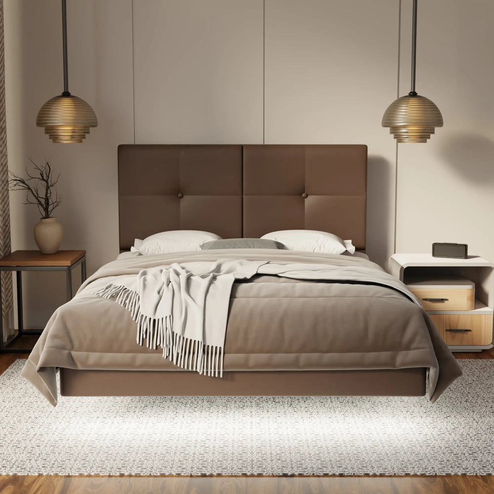 Rylan Genuine Leather Floating Bed Frame (With LED) SSE
