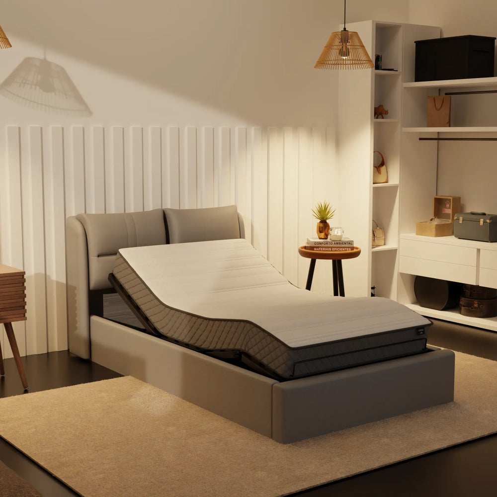 Somnuz® Restro Adjustable Genuine Leather Bed + Somnuz® Aire Mattress Somnuz