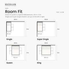 Shiro Fabric Drawer Bed Frame (Water Repellent & Pet friendly) by Somnuz - Room Fit