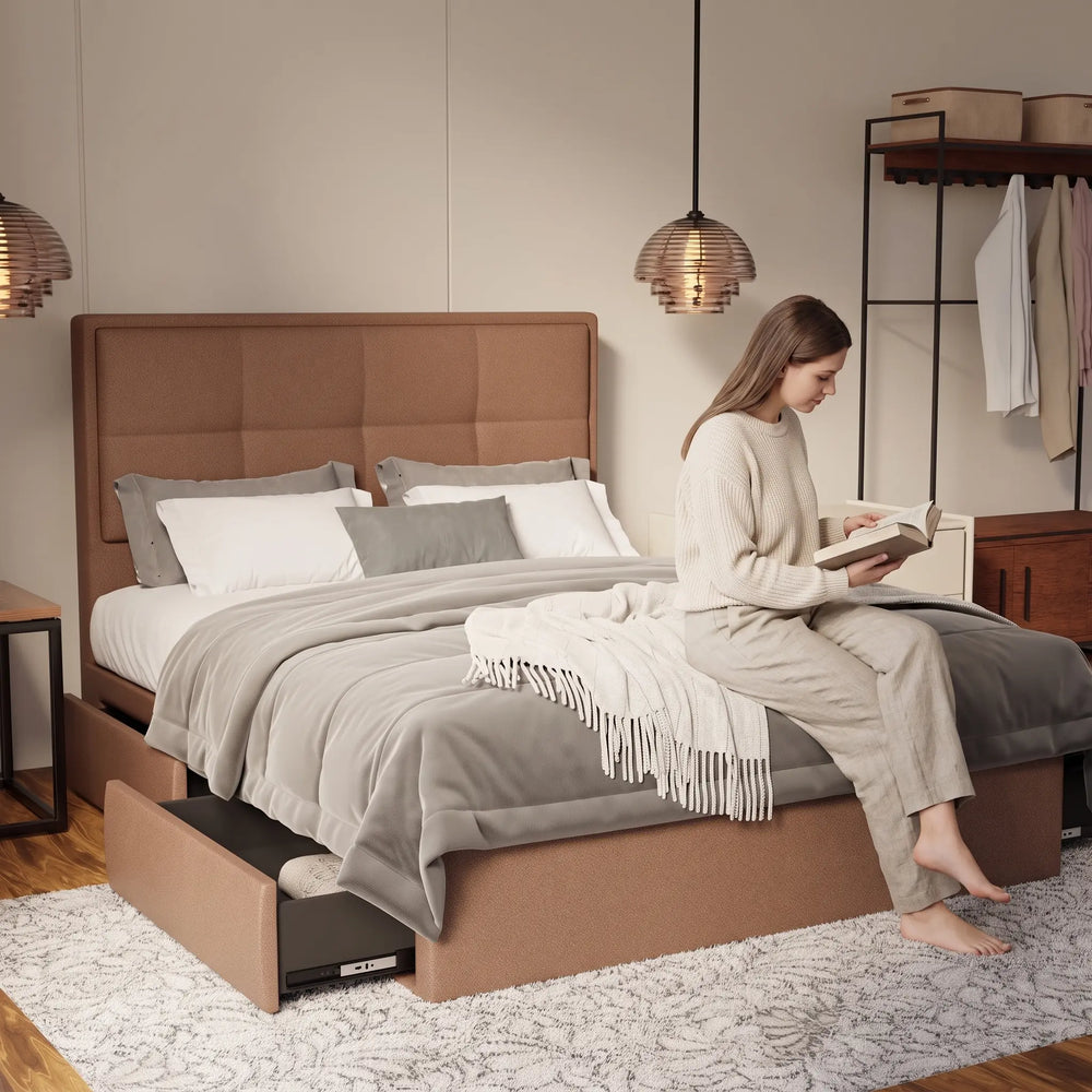 Solvane Fabric Drawer Bed Frame (Water Repellent & Pet friendly) by Somnuz - Lifestyle