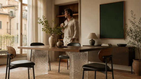 Dining chair with supportive backrest and comfortable seat depth for extended meals