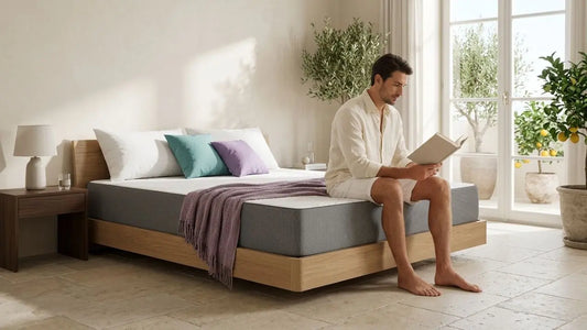 Cooling mattress with breathable fabric in an Italian-inspired bedroom designed for tropical homes
