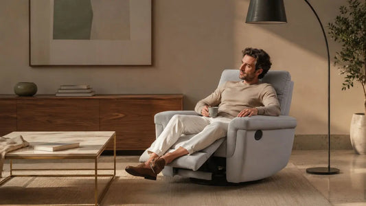 Italian-inspired living room with a grey recliner chair showing where spending more on quality furniture pays off