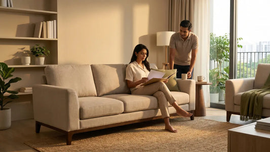 Furniture warranty document reviewed before buying a sofa in Singapore
