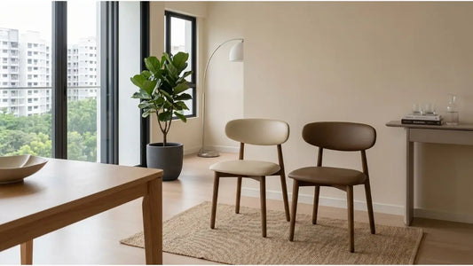 Pair of upholstered dining chairs in a flexible modern Singapore condo dining space