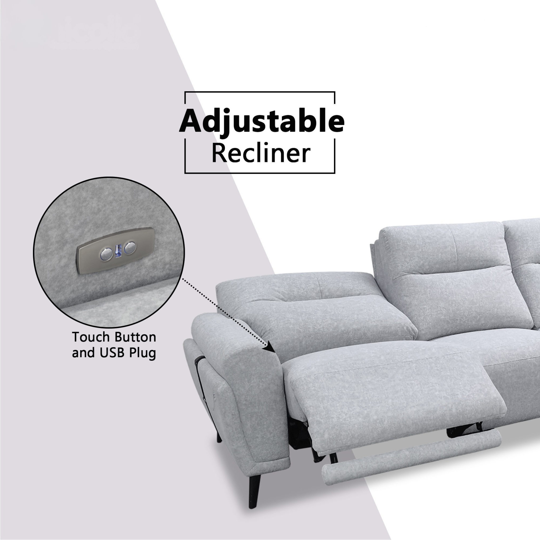 Xyrel Fabric Recliner L-Shaped Sofa (Pet Friendly & Easy Clean)