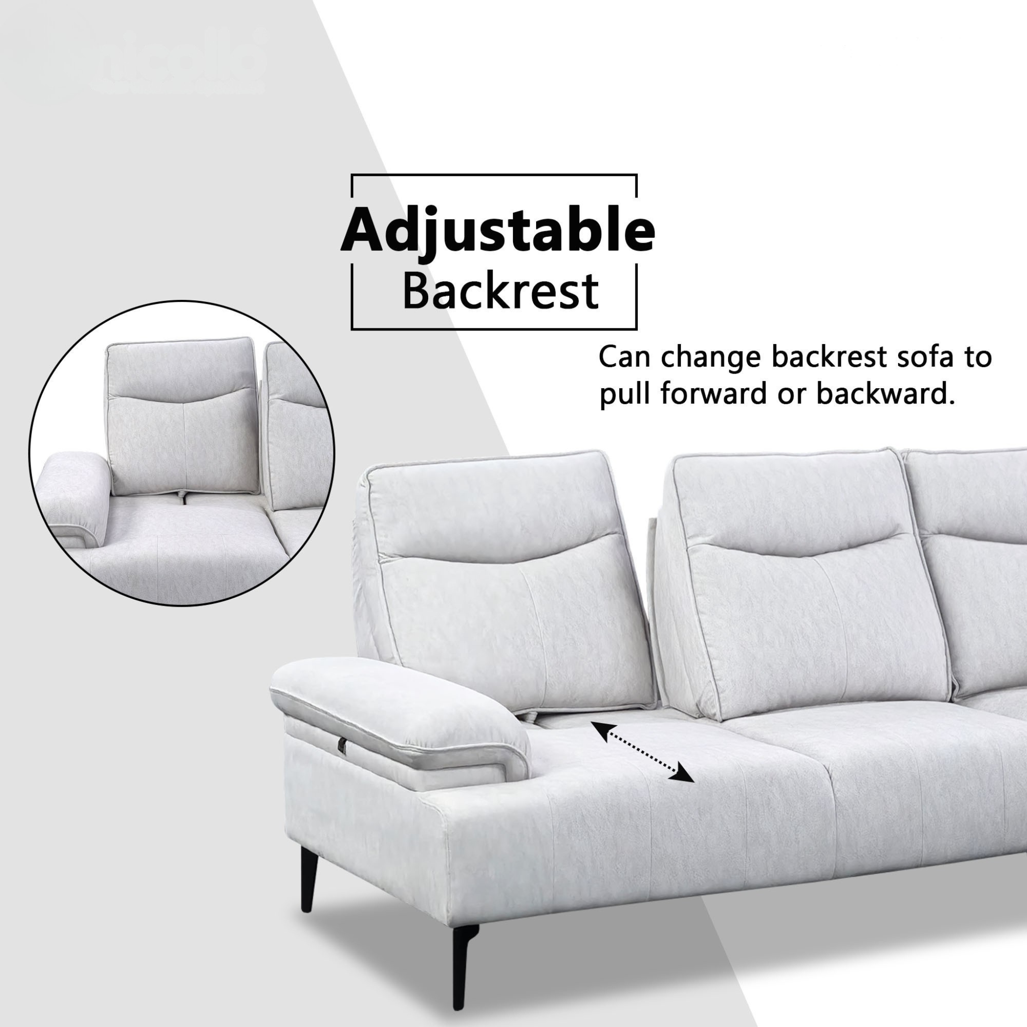 Felize Fabric Adjustable Backrest Corner Sofa (Pet Friendly & Easy Clean) KH