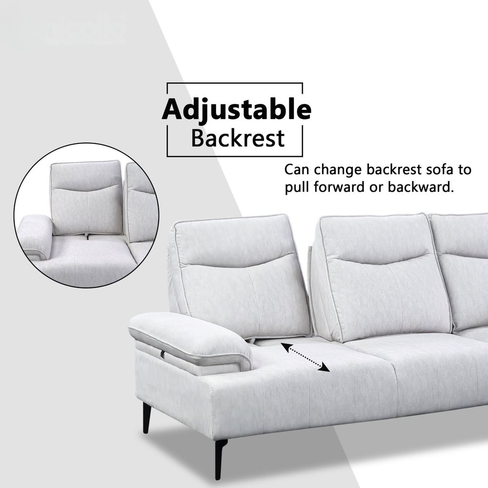 Felize Fabric Adjustable Backrest Corner Sofa (Pet Friendly & Easy Clean) KH