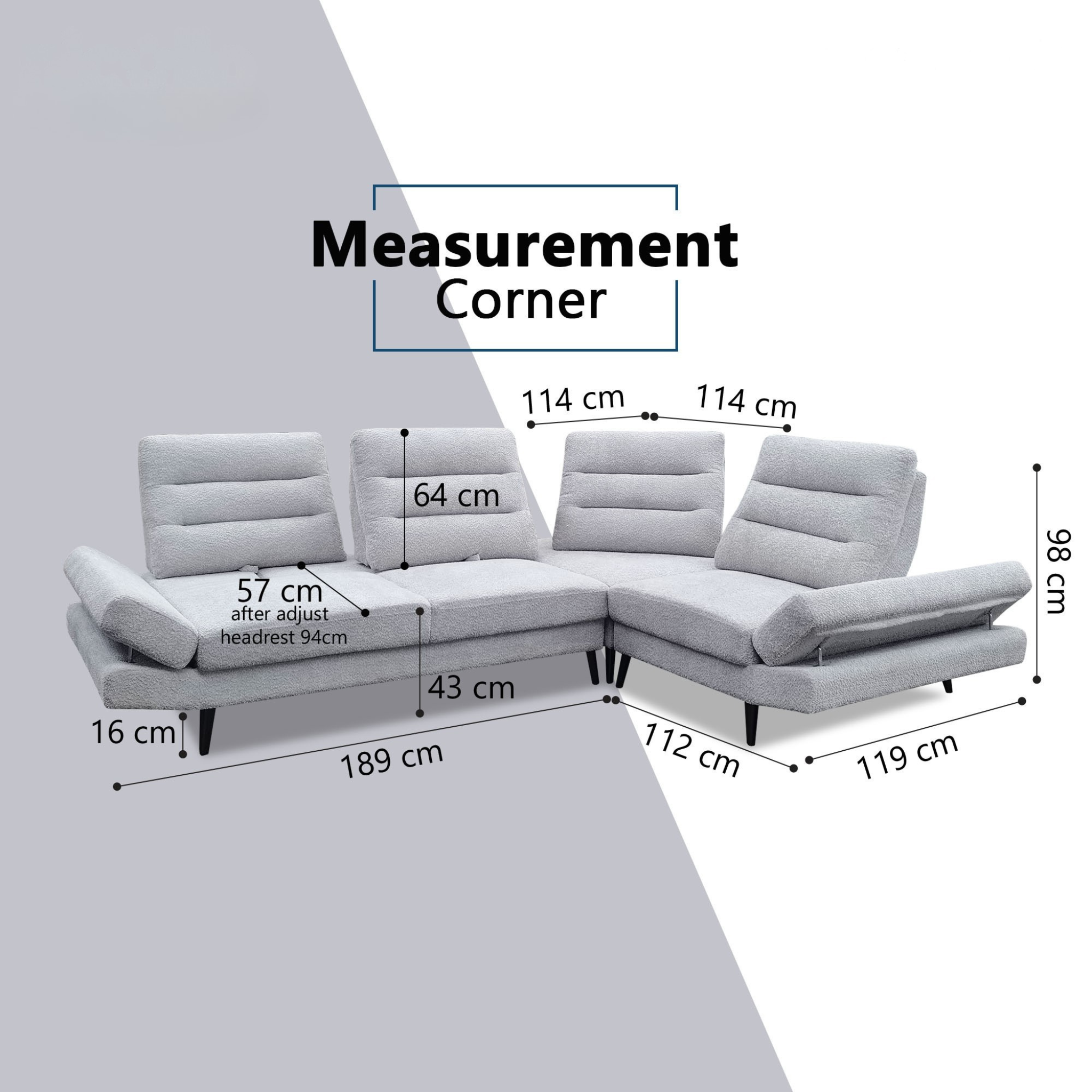 Xandor Fabric Adjustable Backrest & Armrest Corner Sofa (Pet Friendly & Easy Clean)