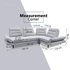 Xandor Fabric Adjustable Backrest & Armrest Corner Sofa (Pet Friendly & Easy Clean)