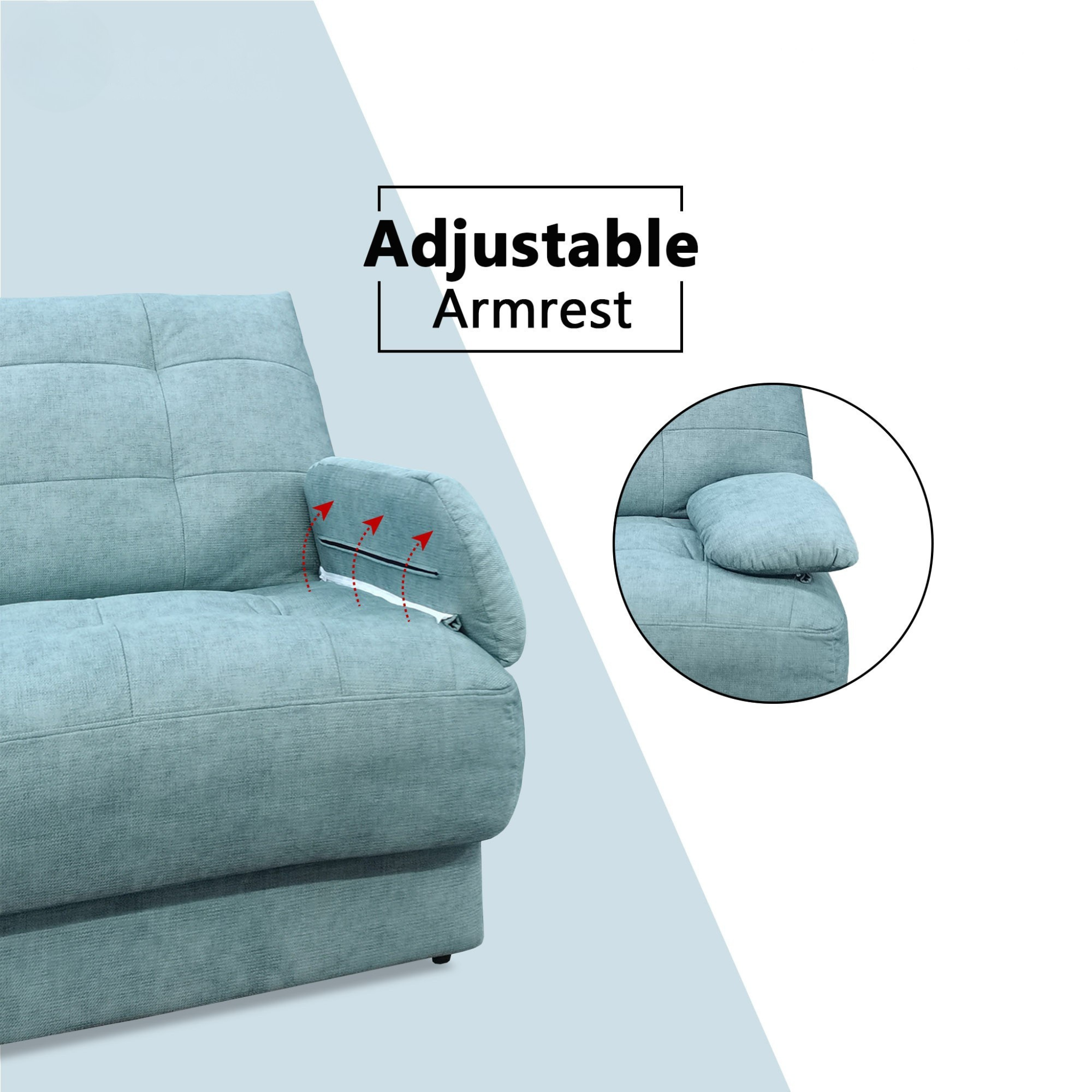 Brynnor Fabric Adjustable Armrest Sofa