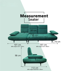 Arvel Fabric Adjustable Backrest & Armrest Sofa (Pet Friendly & Easy Clean)