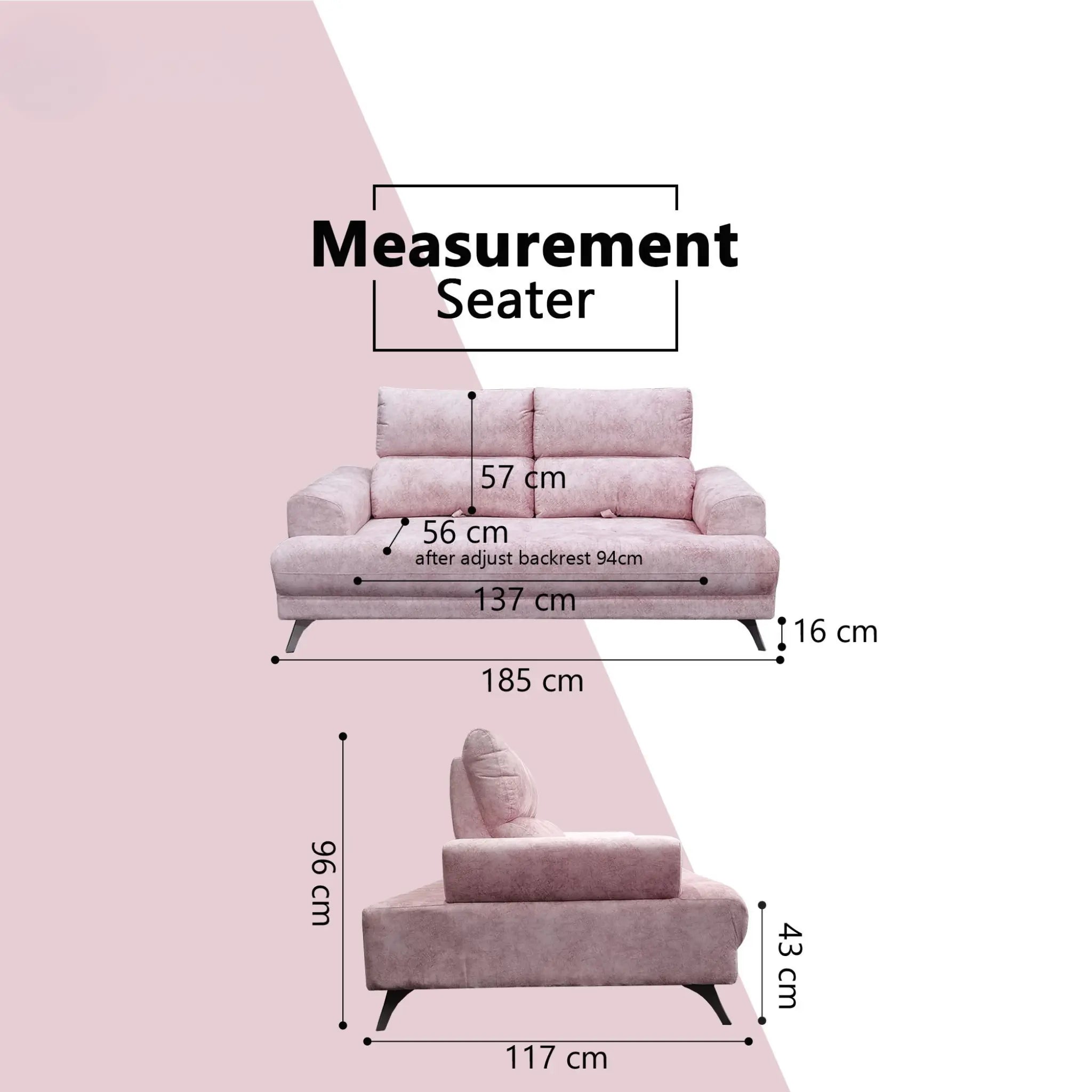 Corren Fabric Adjustable Backrest Sofa (Pet Friendly & Easy Clean) KH